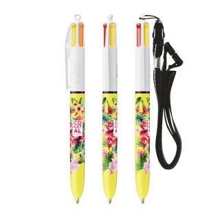 BIC® 4 Couleurs Sun ballpen + Lanyard - Fabrication Française