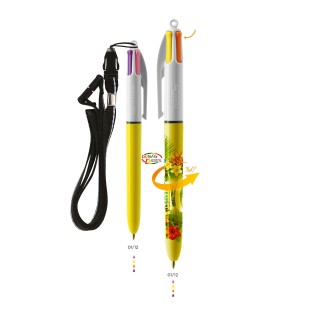 BIC® 4 Couleurs Sun ballpen + Lanyard - Fabrication Française