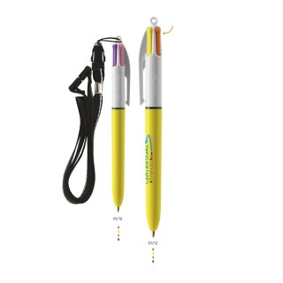 BIC® 4 Couleurs Sun ballpen + Lanyard - Fabrication Française