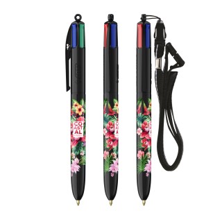 BIC® 4 Couleurs® bille + Lanyard - Fabrication Française