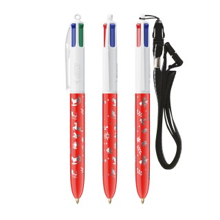 BIC® 4 Couleurs® bille + Lanyard - Fabrication Française