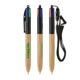 BIC® 4 Couleurs Wood Style with Lanyard - Fabrication Française