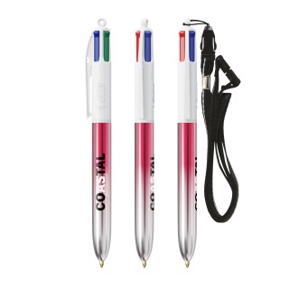 BIC® 4 Couleurs® Bicolor + Lanyard - Fabrication Française