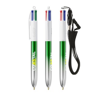 BIC® 4 Couleurs® Bicolor + Lanyard - Fabrication Française