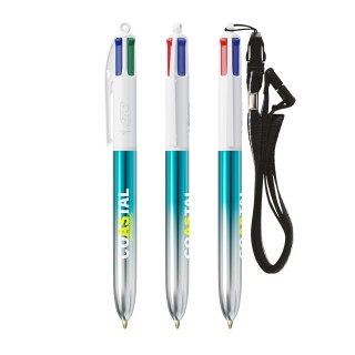 BIC® 4 Couleurs® Bicolor + Lanyard - Fabrication Française