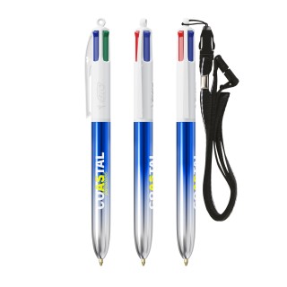 BIC® 4 Couleurs® Bicolor + Lanyard - Fabrication Française