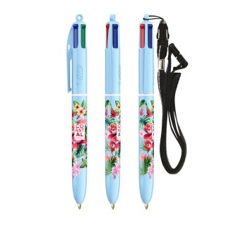 BIC® 4 Couleurs® Pastel + Lanyard - Fabrication Française