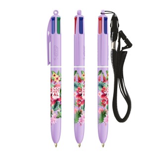 BIC® 4 Couleurs® Pastel + Lanyard - Fabrication Française