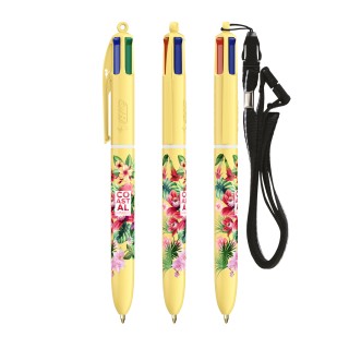 BIC® 4 Couleurs® Pastel + Lanyard - Fabrication Française
