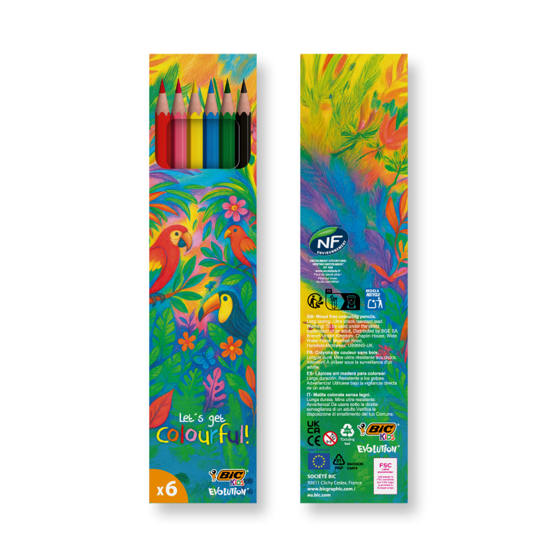 BIC® Kids Evolution® Set de crayons de couleurs x6 unités - Fabrication Française