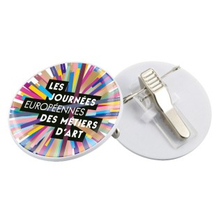 BADGE PLASTIQUE (PS) AVEC PINCE-EPINGLE POUR QUADRIDOME - PS CHOC