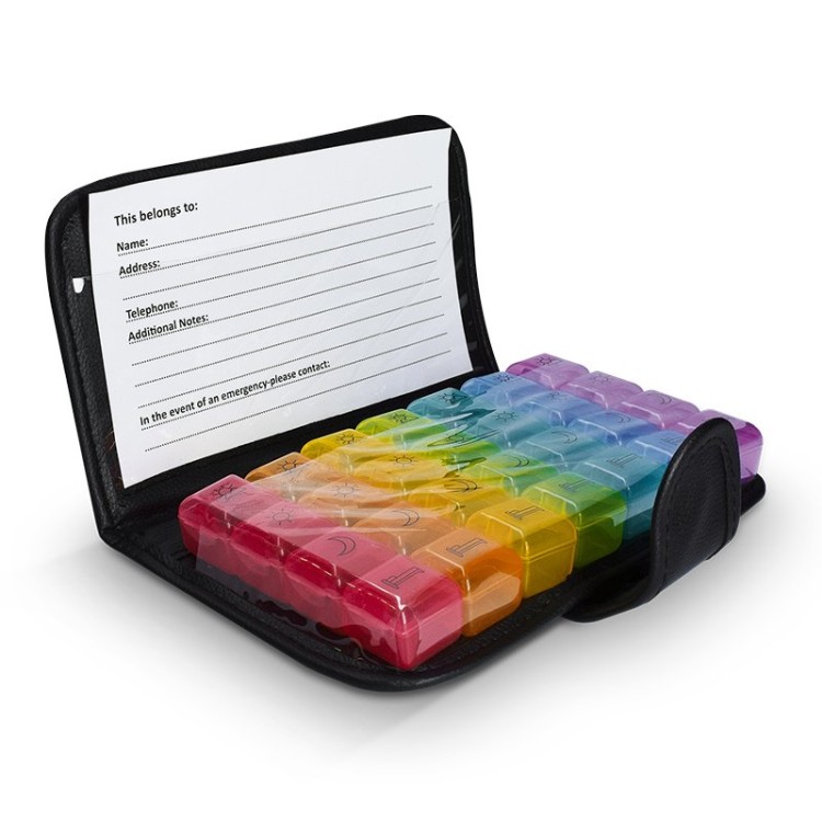 PILULIER HEBDOMADAIRE AVEC ETUI SIMILI CUIR - PP, PVC