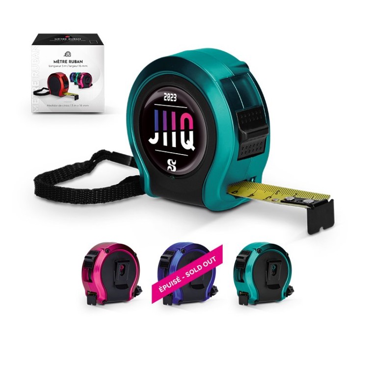 MESURE : METRE RUBAN JAUNE 3 m X 16 mm COQUE PLASTIQUE - ABS chromé