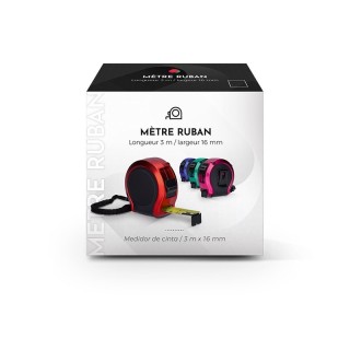 MESURE : METRE RUBAN JAUNE 3 m X 16 mm COQUE PLASTIQUE - ABS chromé