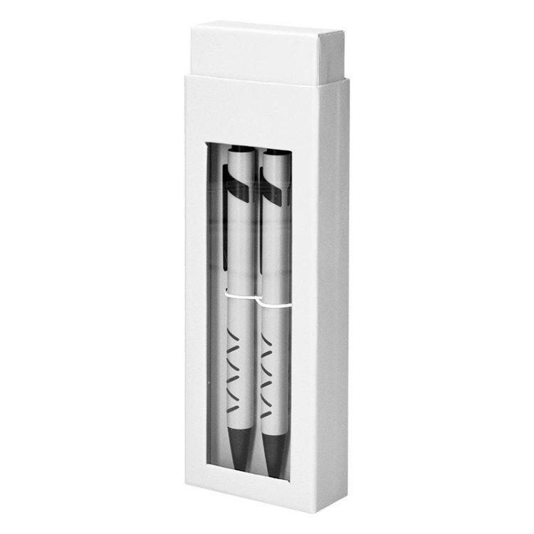 PARURE COFFRET CADEAU : 1 STYLO METAL ECRITURE BLEUE + 1 PORTE MINE - 