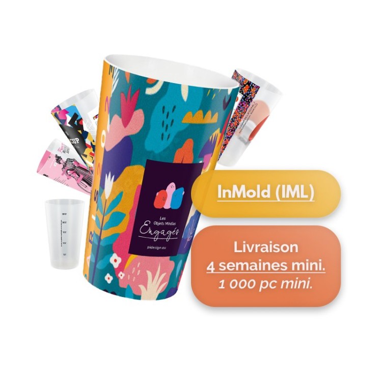 GOBELET PLASTIQUE REUTILISABLE 30 cl RAS BORD (IML) - PP