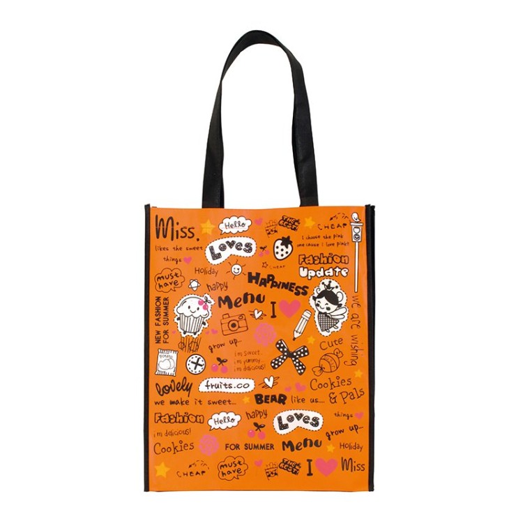 SAC SHOPPING EN NON-TISSE LAMINE AVEC DECOR IMPRIME - Non tissé lamin