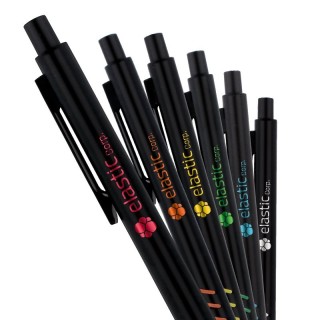 STYLO BILLE ECRITURE BLEU CORPS ET CLIP METAL SOUS COUCHE COLOREE - Al