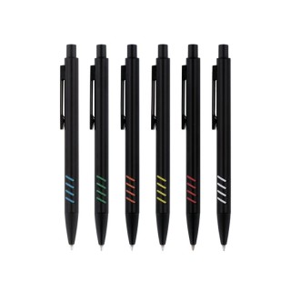 STYLO BILLE ECRITURE BLEU CORPS ET CLIP METAL SOUS COUCHE COLOREE - Al