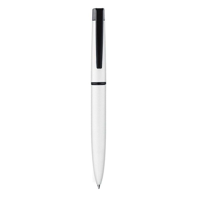 STYLO BILLE ECRITURE BLEU CORPS ET CLIP METAL - Aluminium