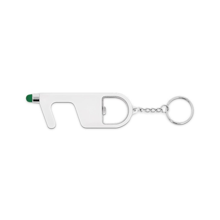 PORTE-CLES 3 EN 1 SANS CONTACT ANTIBACTERIEN - Plastique, Metal