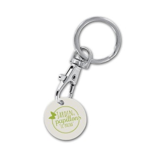 PORTE-CLES MOUSQUETON METAL AVEC JETON EN BIOCOMPOSITE BIOPLAST(r) - B