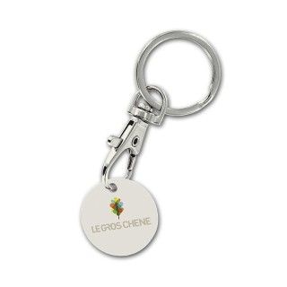 PORTE-CLES MOUSQUETON METAL AVEC JETON EN BIOCOMPOSITE BIOPLAST(r) - B