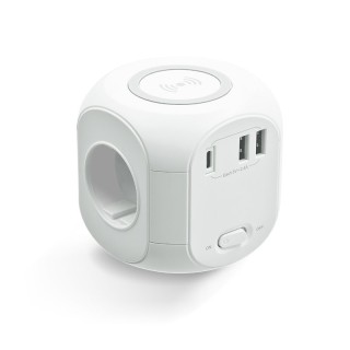 MULTIPRISE CUBE AVEC CHARGEUR PAR INDUCTION ET RALLONGE - PC