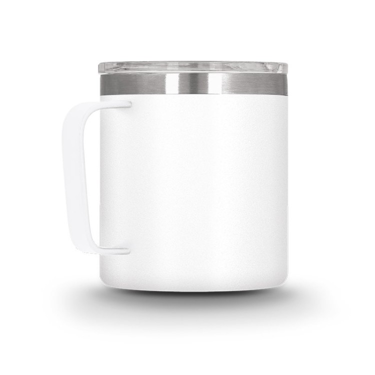 MUG ISOTHERME DOUBLE PAROI INOX AVEC COUVERCLE - PS, SILICONE, INOX