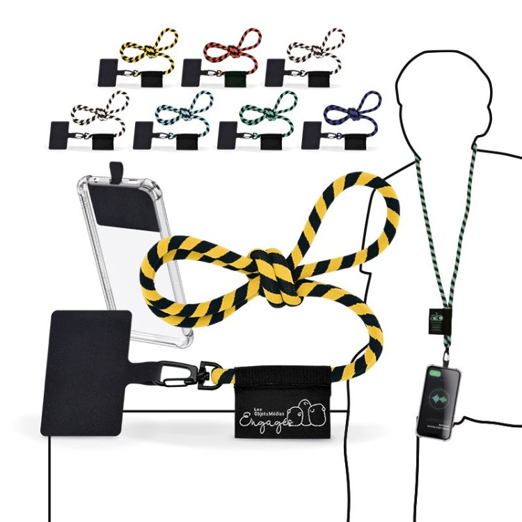 CORDON TOUR DE COU / LANYARD TUBULAIRE TISSEE PORTE TELEPHONE - Polyes