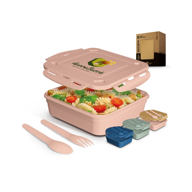 BOITE REPAS (LUNCH BOX) 1.2 l AVEC COUVERCLE, CUILLERE ET FOURCHETTE -