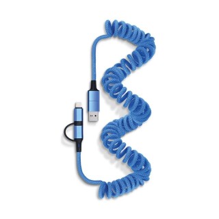 CABLE DE CHARGE RAPIDE ET TRANSFERT RETRACTABLE A RESSORT 6 EN 1 - NYL