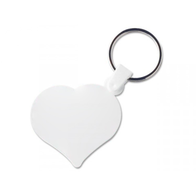 PORTE CLES PLASTIQUE SOUPLE FORME COEUR (anneau 25 mm) - PVC SOUPLE