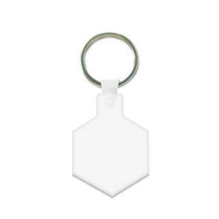 PORTE CLES PLASTIQUE SOUPLE FORME HEXAGONE (anneau 25 mm) - PVC SOUPLE