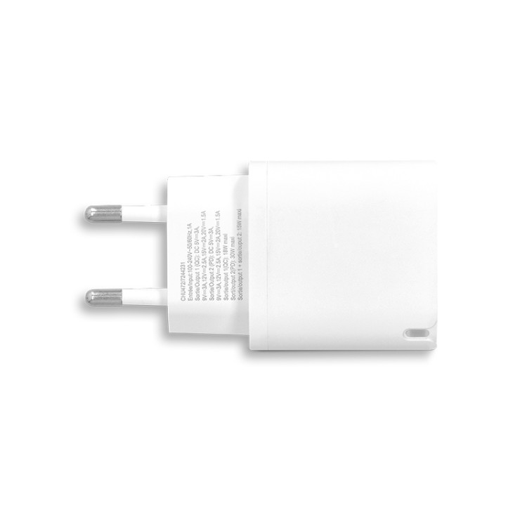 CHARGEUR SECTEUR RAPIDE 30 W SORTIES USB QC & TYPE-C PD - ABS, PC