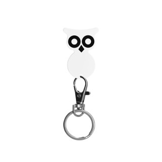 PORTE-CLES MOUSQUETON AVEC JETON FORME HIBOU - ABS, ACIER