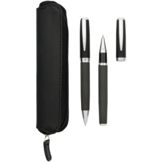 Luxe Parure de stylos bille et roller avec étui Carbon (encre noire)
