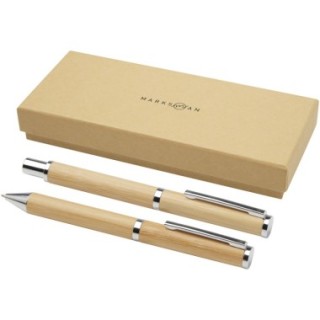 Marksman Coffret cadeau stylo bille et stylo roller Apolys en bambou  (encre noire)
