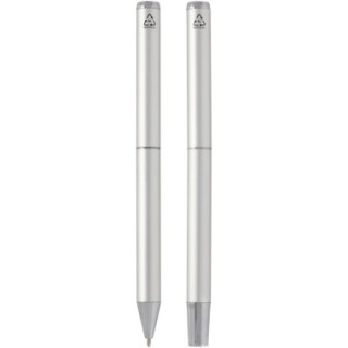 Luxe Ensemble-cadeau stylo bille et stylo roller Lucetto en aluminium recyclé (encre noire)