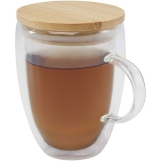 Seasons Tasse en verre Leona de 350 ml avec couvercle en bambou