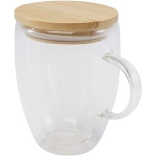 Seasons Tasse en verre Leona de 350 ml avec couvercle en bambou