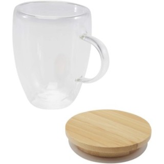 Seasons Tasse en verre Leona de 350 ml avec couvercle en bambou