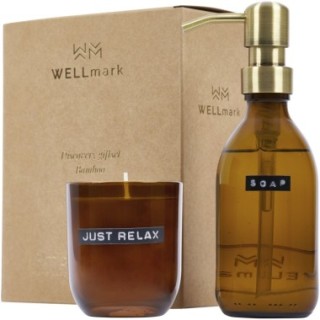 WELLmark Distributeur de savon pour les mains de 200 ml et ensemble de bougies parfumées de 150g Wellmark Discovery