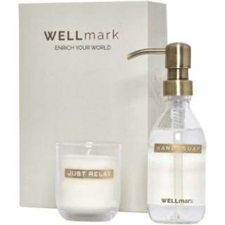 WELLmark Distributeur de savon pour les mains de 250 ml et ensemble de bougies parfumées de 150 g Wellmark Discovery- parfum lin